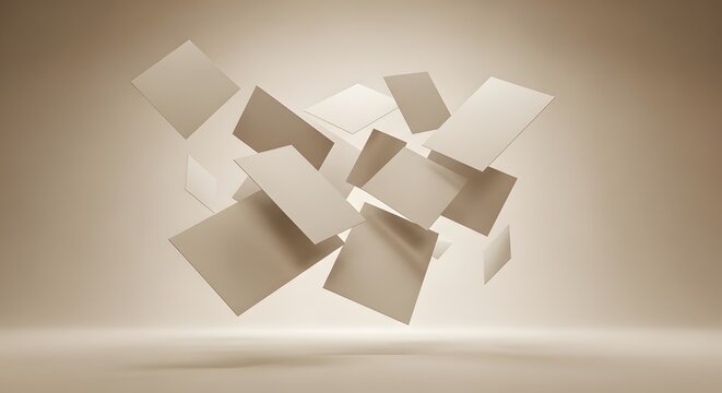Abstract deconstruction a cascade of fragmented rectangular forms in a neutral tonal palette