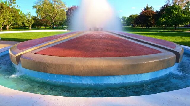 Arie den Boer Arboretum and Denman Memorial Fountain scenic view in Des Moines Iowa