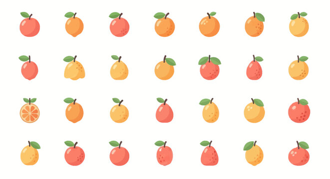 Colorful fruit collection on white