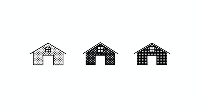 Minimalist suburban house roof pattern in halftone style