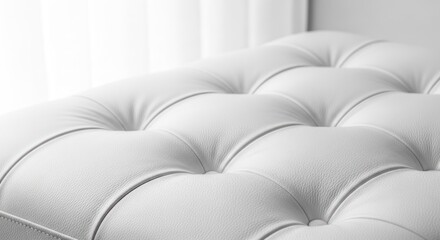 Fototapeta premium Closeup of Luxurious White Tufted Upholstery Texture.