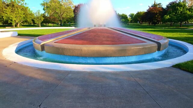 Arie den Boer Arboretum and Denman Memorial Fountain scenic view in Des Moines Iowa