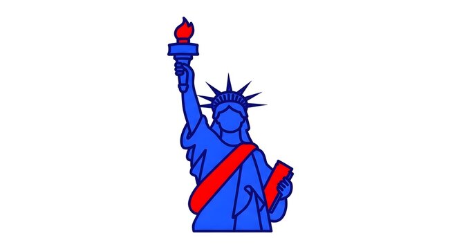 Blue liberty statue icon with transparent background
