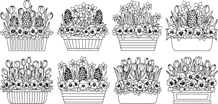 Black and white geometric seamless pattern with leaves and branches Vector
