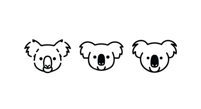 Cute koala pattern with dashed outline icons