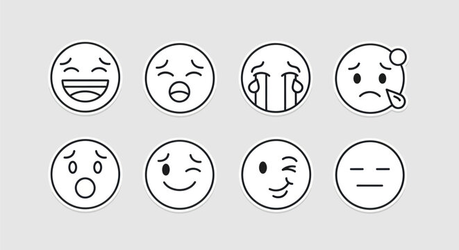 Emoji icons set emotions and expressions