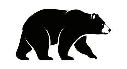 Obraz premium Majestic Black Bear Silhouette Walking Profile Isolated.