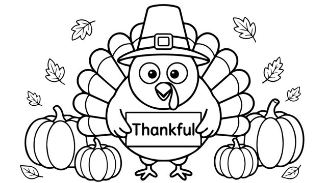 Turkey holding thankful sign pum