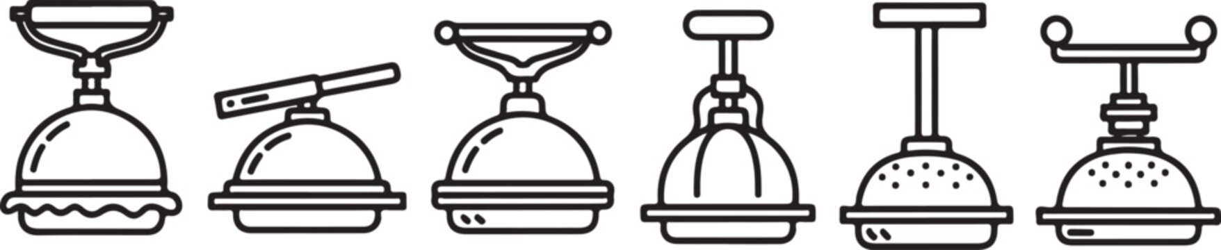 Collection of coffee cup and saucer line icons set vector illustration Vector