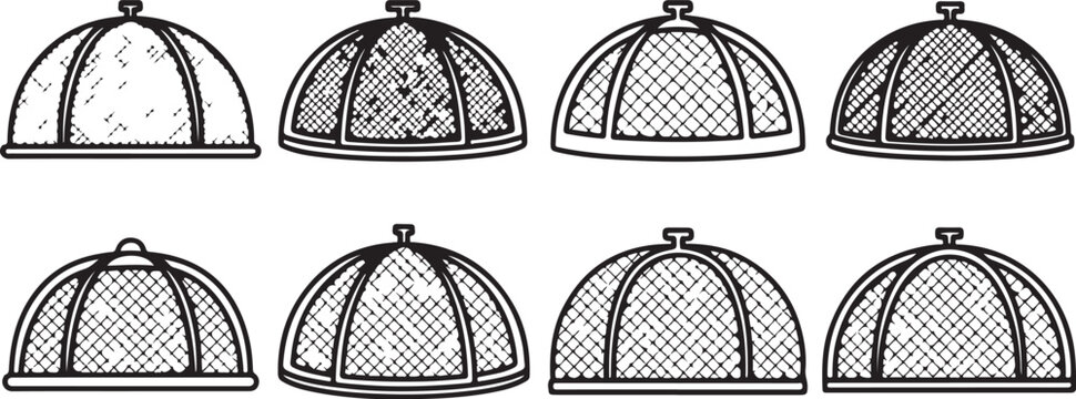 Vector illustration of arched architectural windows with decorative patterns Vector