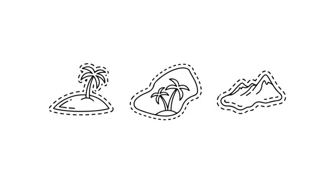 Tropical island with palm trees in halftone style