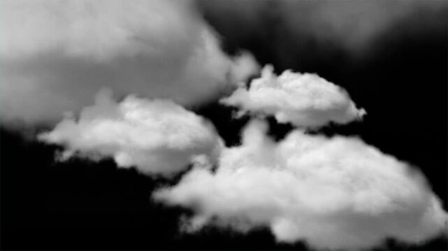 Abstract White Smoke Clouds on Black Background