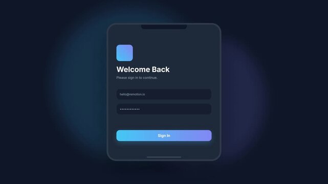 Modern smartphone interface showing a welcome back login screen for users.