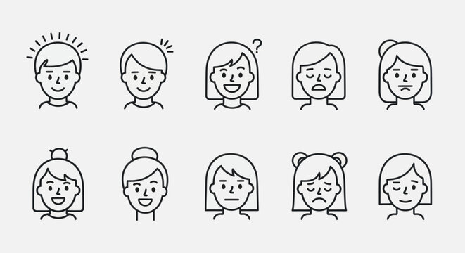 Diverse facial expressions illustration