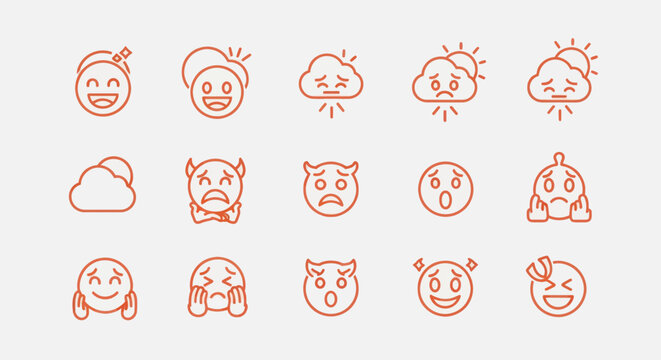 Emoji icons set emotions feelings expressions