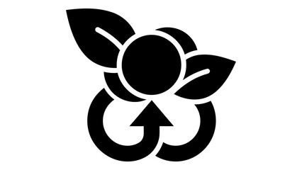 Ecofriendly organic recycling symbol with leaves and berry icon sustainable nature cycle and green energy concept © Mondil biswas