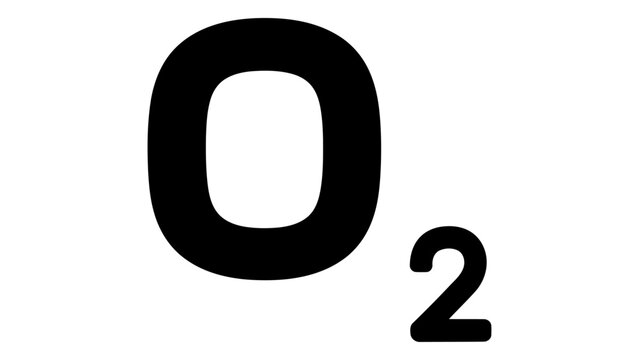 O2 oxygen molecule symbol isolated on white background