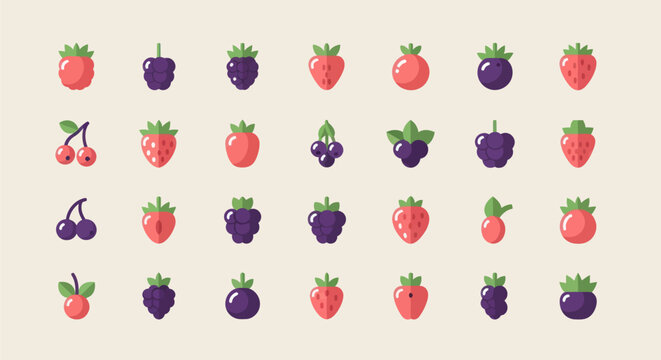 Berry icons set on neutral background