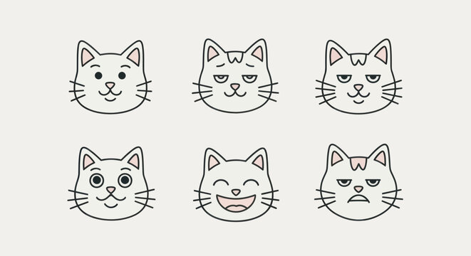 Cat face expressions illustration