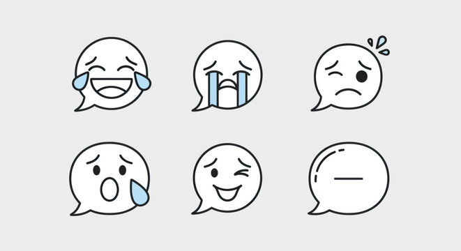 Emoji speech bubble icons set