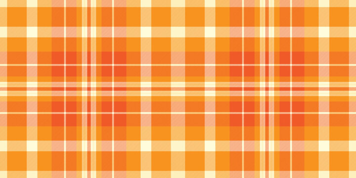 Beautiful background plaid vector, nobility textile texture check. Small pattern tartan seamless fabric in orange and light yellow colors.