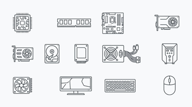 Computer hardware components and devices.