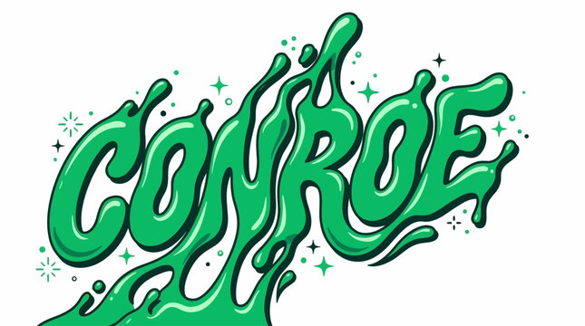 Vibrant emerald liquid slime lettering typography illustration featuring a viscous dripping neon green fluid font design for creative spooky horror or science fiction graphic projects.