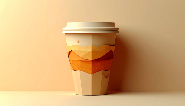 Abstract coffee cup design on beige