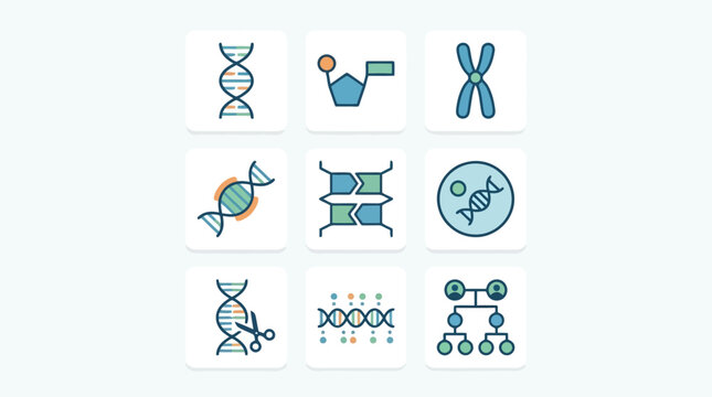 Genetic engineering icons and symbols.