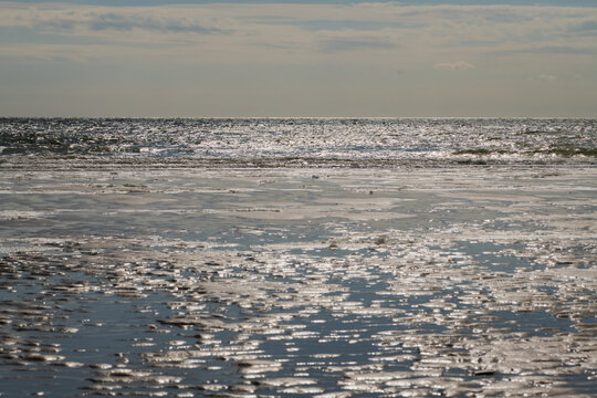 shimmering sunlit sea
