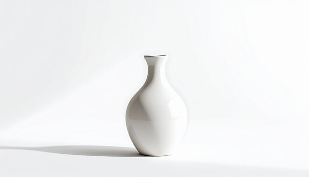 White ceramic vase on white background