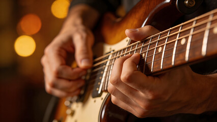 Obraz premium Hands playing electric guitar