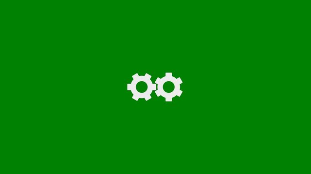 Troubleshooting, Fixing Issues, Mechanical Engineering, Repairing or Repair and Configuration concept with Gears and Wrench - Minimal Flat Design Motion Graphics Clip - Green Screen, 7.5% Gray