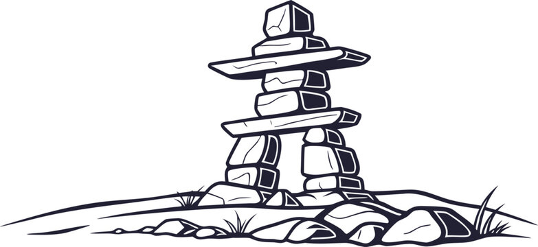 Inukshuk stone landmark illustration