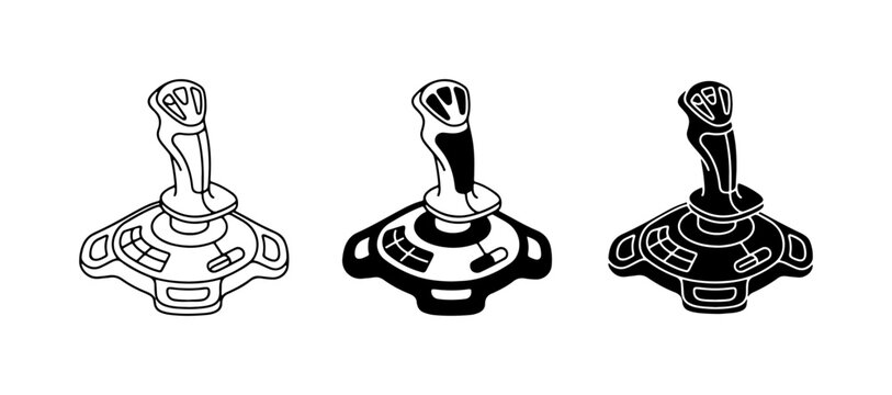 Retro Joystick Icons, Vintage Gaming Controller Vector Set, Classic Arcade Control Stick Graphics
