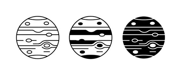 Jupiter Planet Icons, Gas Giant Vector Graphics, Celestial Body Illustrations, Space Exploration Symbols © Hasanur
