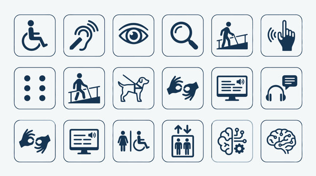 Accessibility icons for digital platforms.