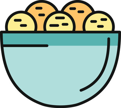 Bowl containing rounded food items, representing snacks or healthy eating