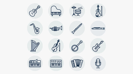 Fototapeta premium Collection of musical instruments icons.