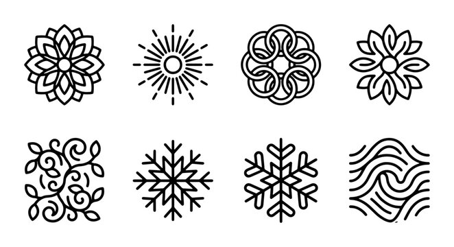 set of floral elements for design