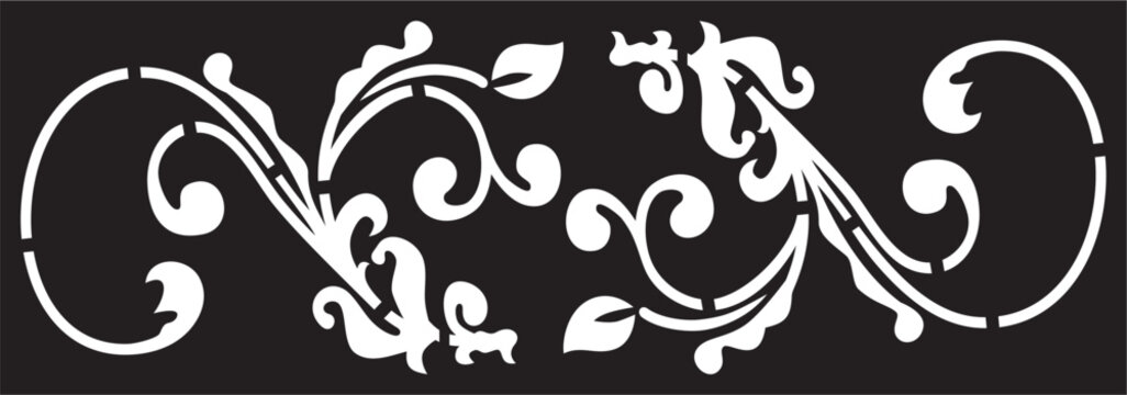 Ornamental Floral Flourish Decorative Divider With Vintage Scroll Filigree Design