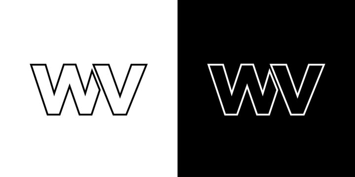 Letter W and V, WV logo design template. Minimal monogram initial based logotype.