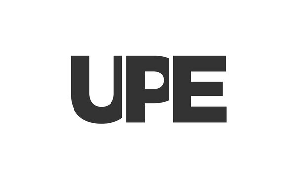UPE logo design template with strong and modern bold text. Initial based vector logotype featuring simple and minimal typography. Trendy company identity.