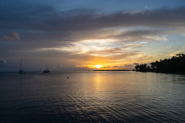 Obraz premium Sunset Over Tahaa Island, French Polynesia