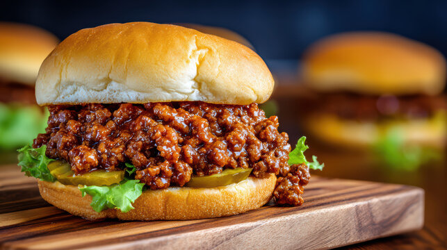 sloppy joe sandwich with saucy ground beef