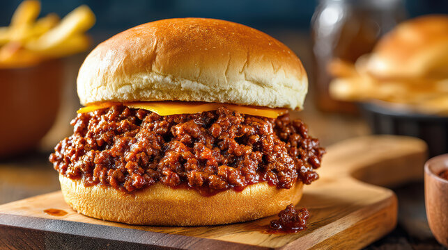 sloppy joe sandwich with saucy ground beef