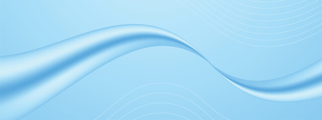 Obraz premium Abstract blue light background with flowing wave lines, dynamic waves, futuristic digital pattern and smooth gradient texture