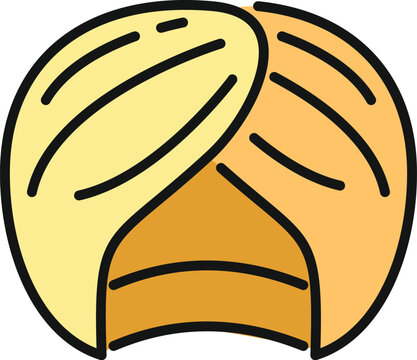 Traditional indian sikh turban or dastar in a flat line icon style