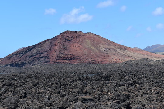 A volcano called Volcan del Cuervo in Lanzarote, 