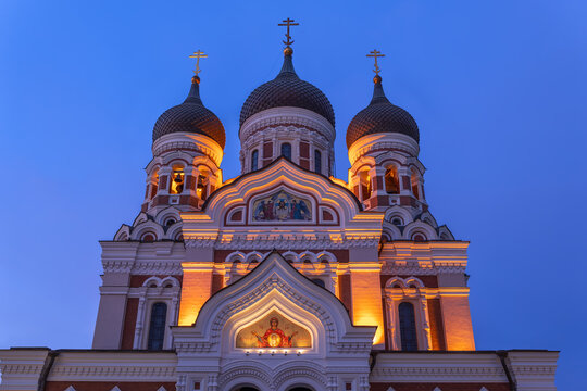 Alexander Nevsky Cathedral At Dusk In Tallinn